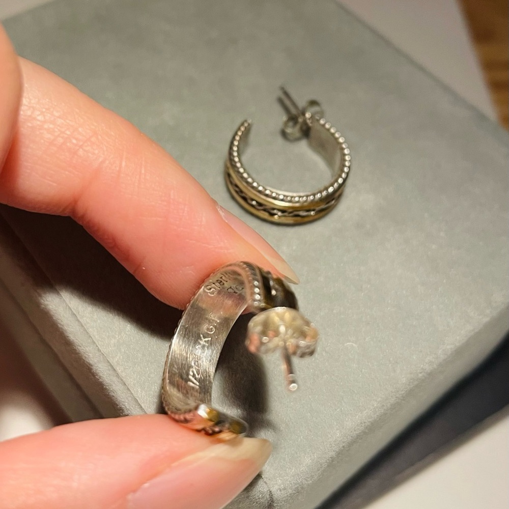 Vintage Sterling Silver Hoop Earrings, Gold Plated On Silver